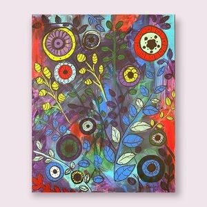 Original Floral Painting 16”x 20” On Canvas Panel - Acrylic